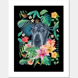 Tropical Black Shar Pei Posters and Art